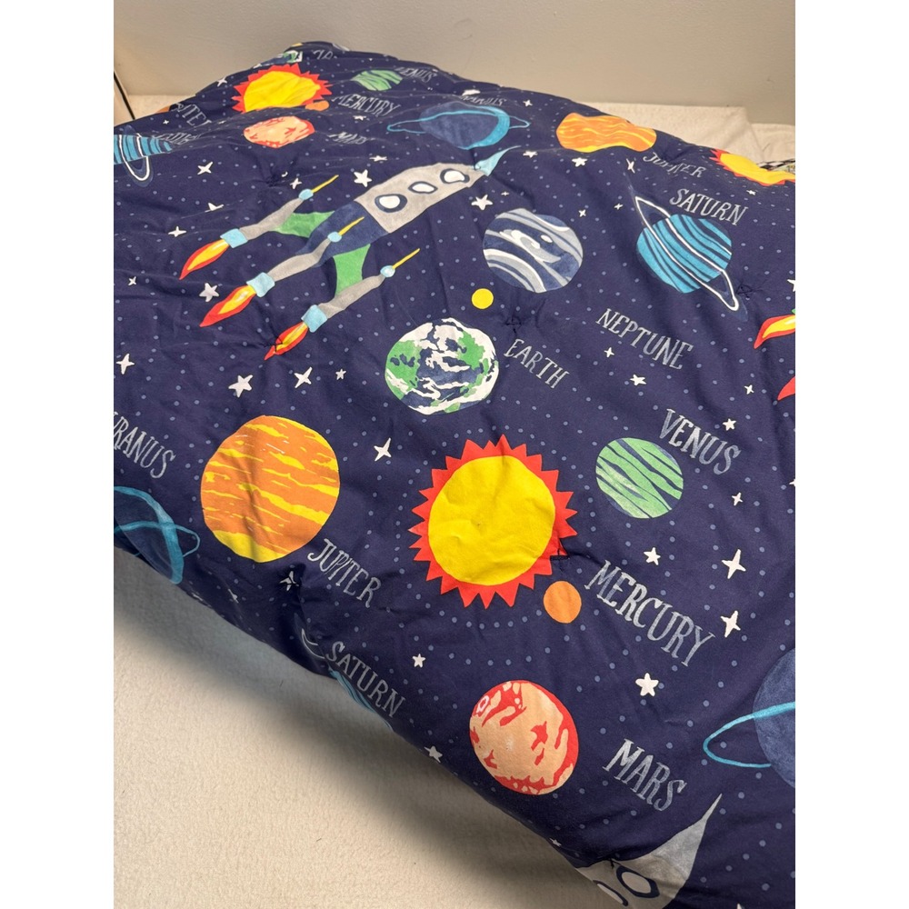 Pottery Barn Kids Solar System Comforter Kids Navy Blue Planet Space Rocket Ship